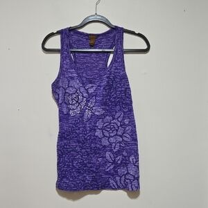 Copper Key Purple Floral Sequin Women's Tank Top